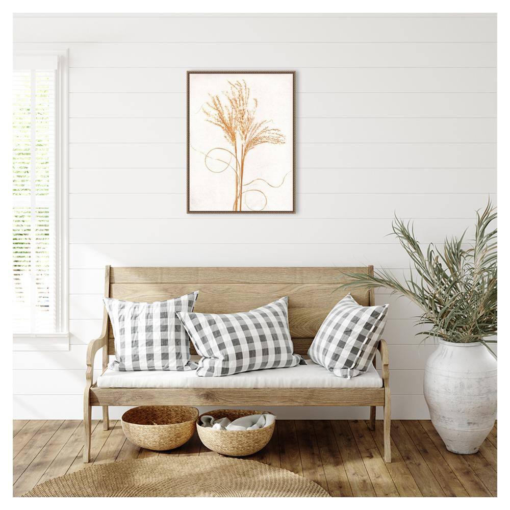 Mustard and Silvergrass Beaded Framed Canvas Wall Art