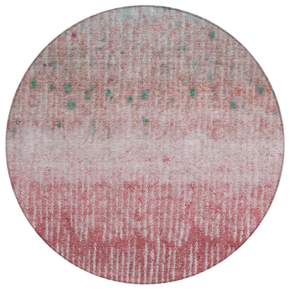 Chantille Machine Washable Indoor/Outdoor Abstract ACN2811 Pink 8 ft. x 8 ft. Round Rug price history on PriceWatchPro