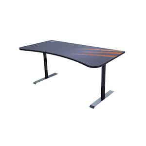 63 in. Rectangular Black/Orange Computer Desk with Adjustable Height Feature