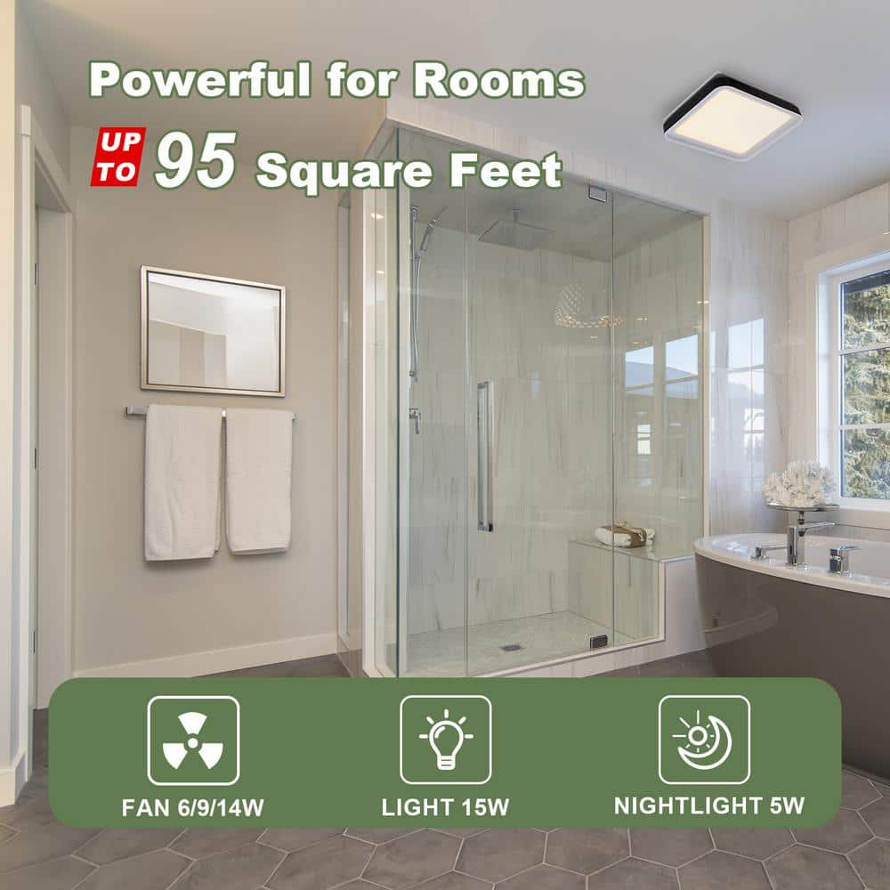 Matte Black 100 CFM Bathroom Exhaust Fan with LED Light