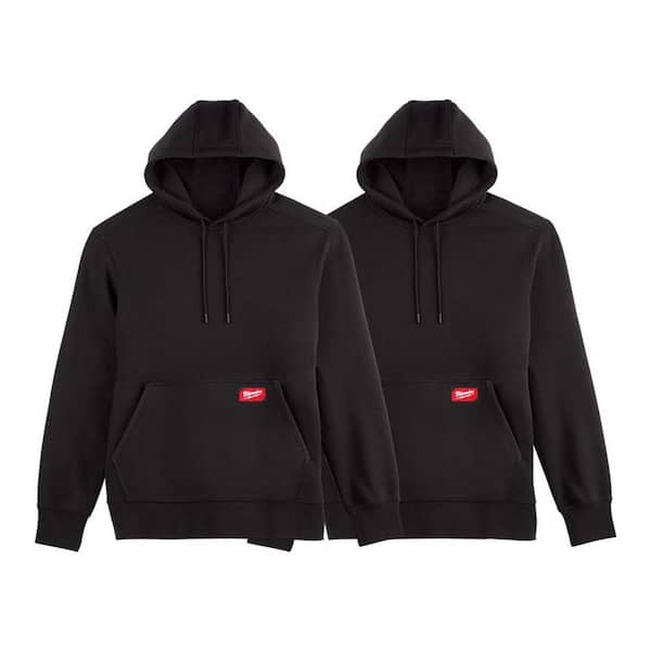 Men s X Large Black Midweight Cotton/Polyester Long Sleeve Pullover Hoodie (2-Pack)