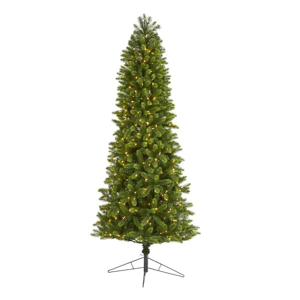 Nearly Natural 8 ft. Pre-lit Slim Virginia Spruce Artificial Christmas ...
