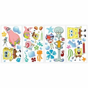 5 in. x 11.5 in. SpongeBob Square Pants Peel and Stick Wall Decals (45-Piece)