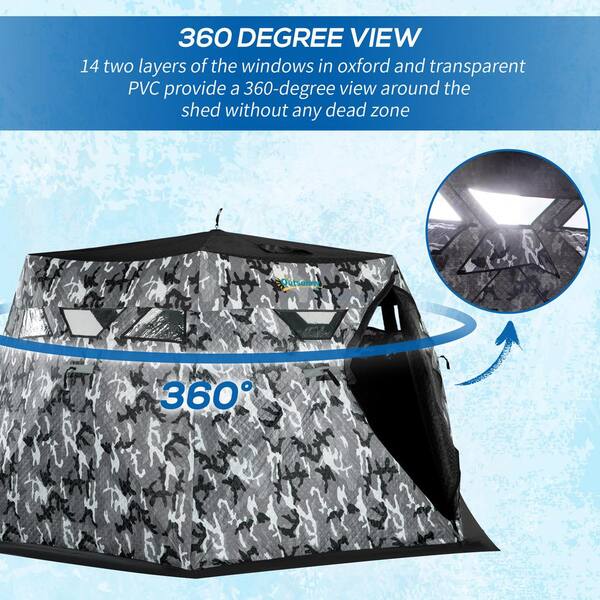 ASSYA Outdoor Fishing Warm Tent Hexagonal Outdoor Winter Camping Large  Insulated Ice Fishing Tent Cold and Warm, Windproof and Snowproof Suitable  for
