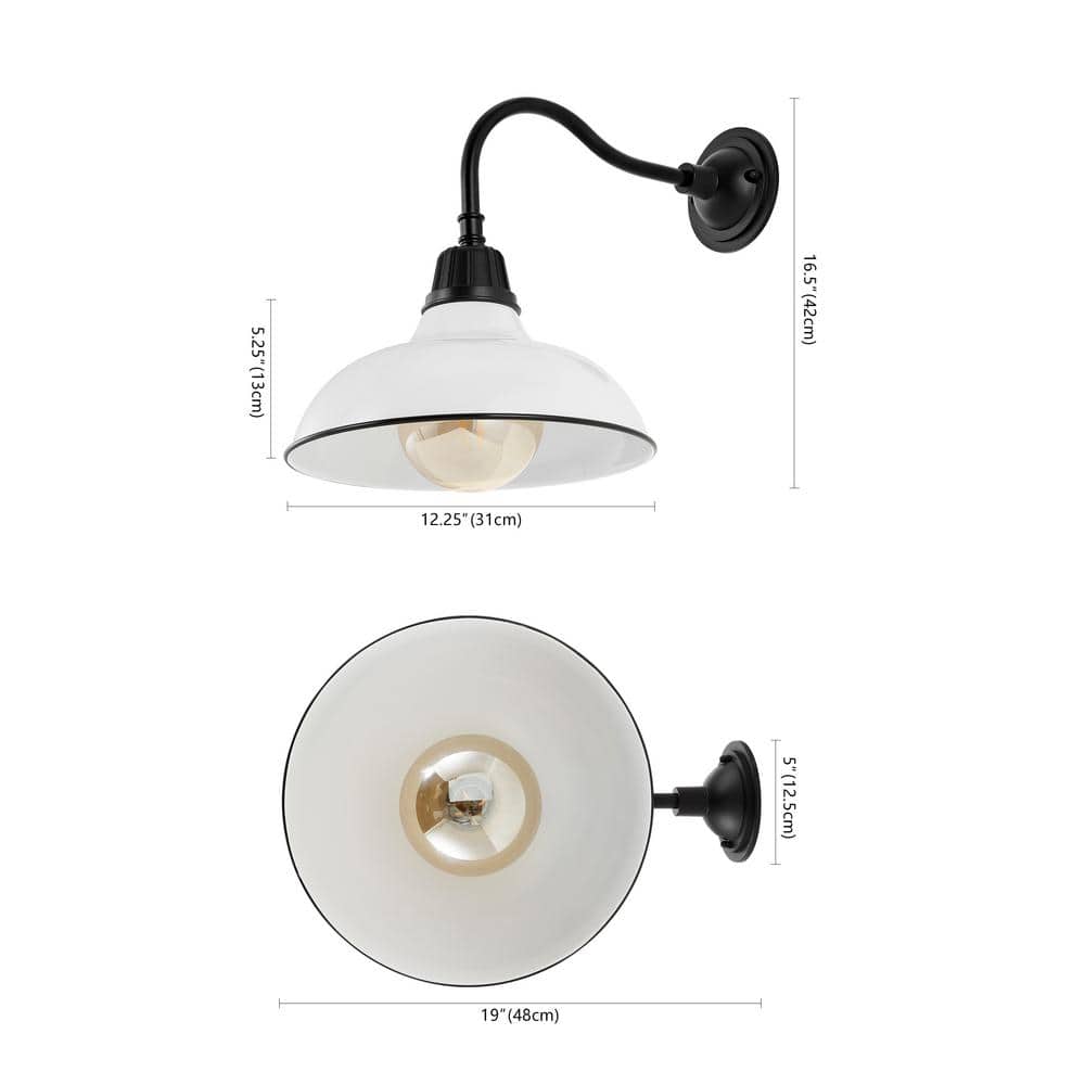Aurora 12.25" White Iron LED Gooseneck Arm Outdoor Sconce