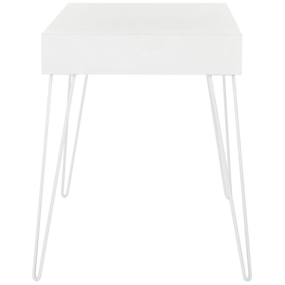 Transitional White Home Office Desk with Dual Hidden Drawers