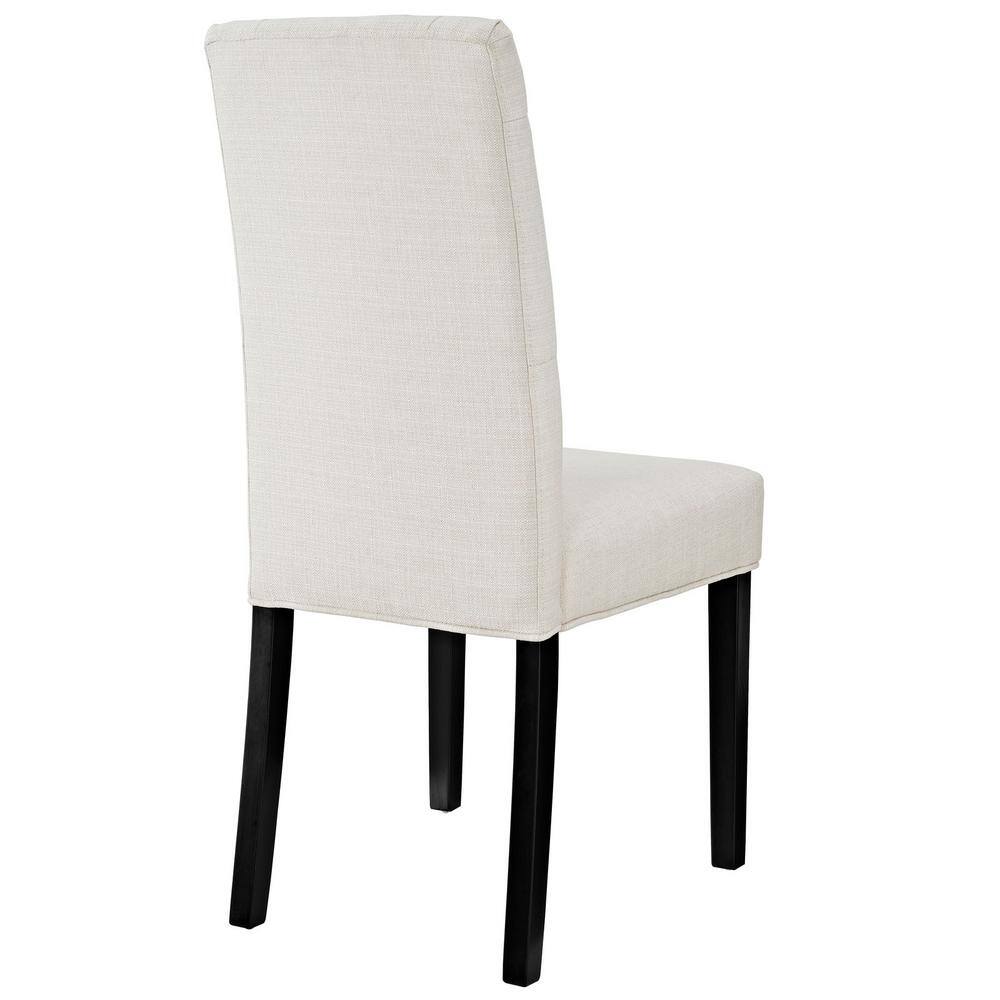 Elegant Beige Tufted Parsons Dining Side Chair with Dark Wood Legs