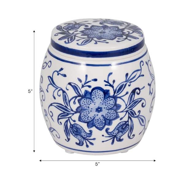 Liv & Skye 8 oz. Blue/White Lavender Verbena Scented Chinoiserie