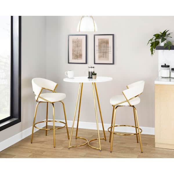 Cece Gold Metal and White Wood Counter Table