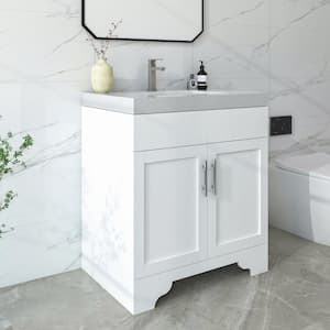 Agnea 30 in. W x 21 in. D x 35 in. H Single Sink Freestanding Bath Vanity in Matte White with White Quartz Top