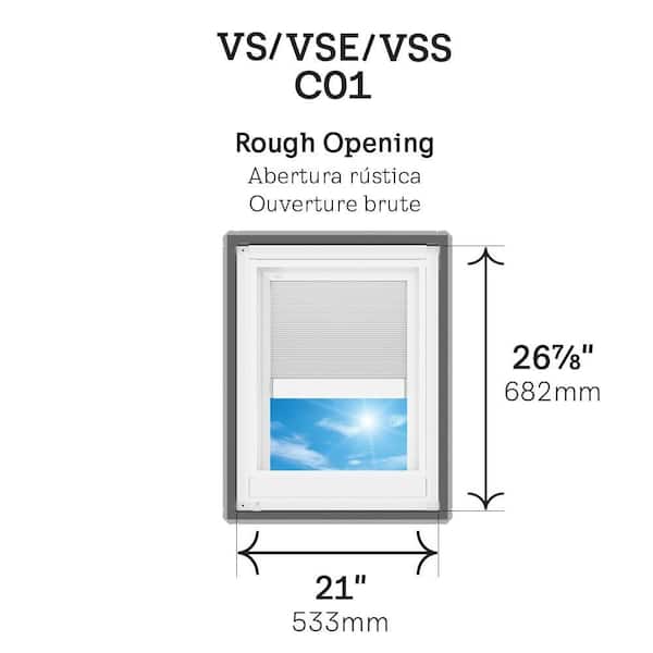 21 in. x 26-7/8 in. Solar Powered Venting Deck Mount Skylight with Laminated Low-E3 Glass, White Room Darkening Shade