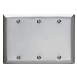 Pass & Seymour 302/304 S/S 3 Gang 3 Box Mounted Blank Wall Plate, Stainless Steel (1-Pack)