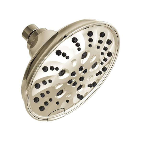 Delta Pivotal 5-Spray Patterns 1.75 GPM 6 in. Wall Mount Fixed Shower Head with H2Okinetic in Lumicoat Polished Nickel