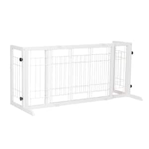 38 in. to 71 in. W Adjustable Pet Gate, Solid Wood Dog Fence for Doorway, Stairs