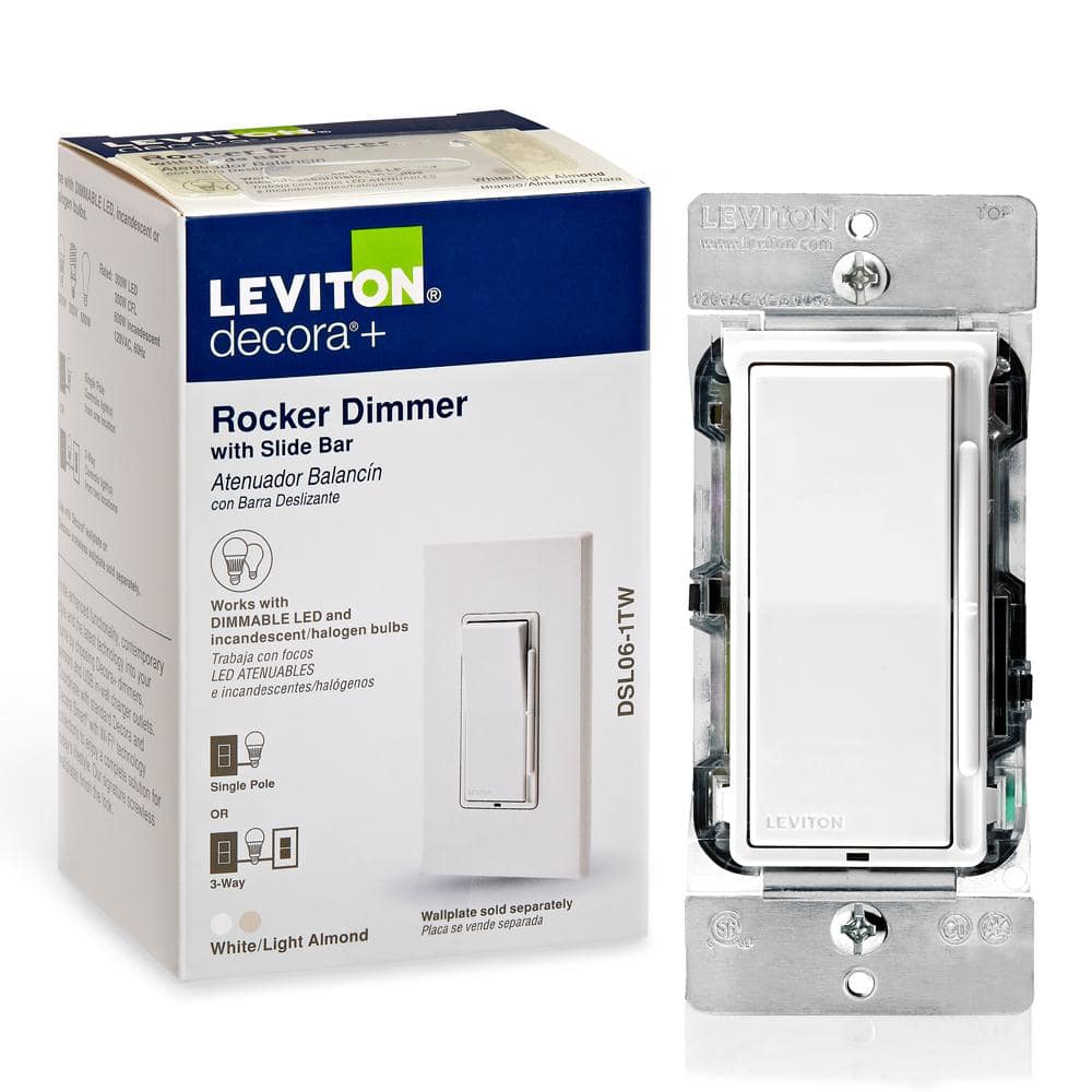 New Leviton Almond Decora LIGHTED 3-Way Preset Slide Dimmer Switch 600W 6633-PA 