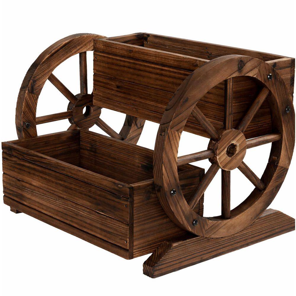 Garden Cart Wooden Planter with Burned Cedar Weather-Resistant Features for Flowers Vegetables Herbs Indoor Outdoor price history on PriceWatchPro