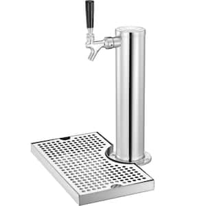 Kegerator Tower Kit, Single Tap Beer Dispenser, Stainless Steel Keg Tower with Dual Gauge CGA320 Regulator, Silver