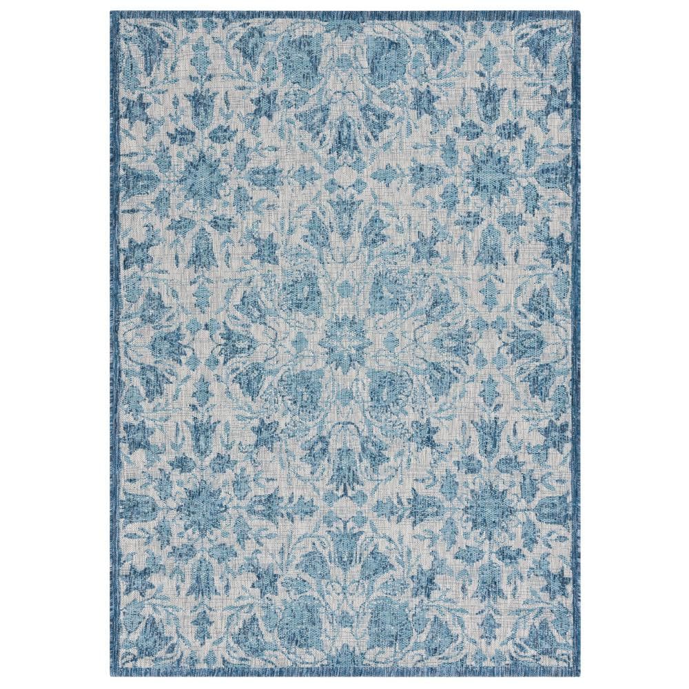 Courtyard Gray/Navy 7 ft. x 10 ft. Distressed Floral Indoor/Outdoor Area Rug price history on PriceWatchPro