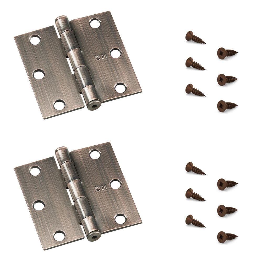 3 in. x 3 in. Brushed Antique Copper Full Mortise Butt Hinge with Removable Pin (2-Pack) price history on PriceWatchPro