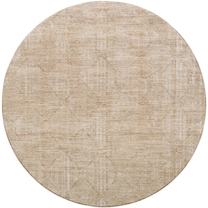 Masterpiece Beige/Tan Traditional 5 ft. Round ft. Indoor Area Rug