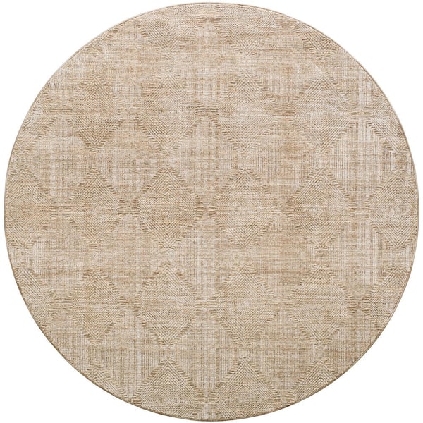 Livabliss Masterpiece Beige/Tan Traditional 8 ft. Round ft. Indoor Area Rug