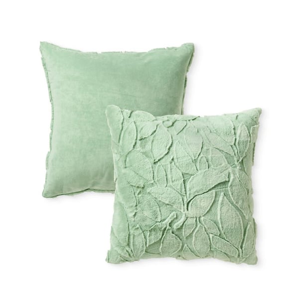 HGTV Triple Jacquard Carved Faux Fur Pillow Quietude 22 in. x 22 in.