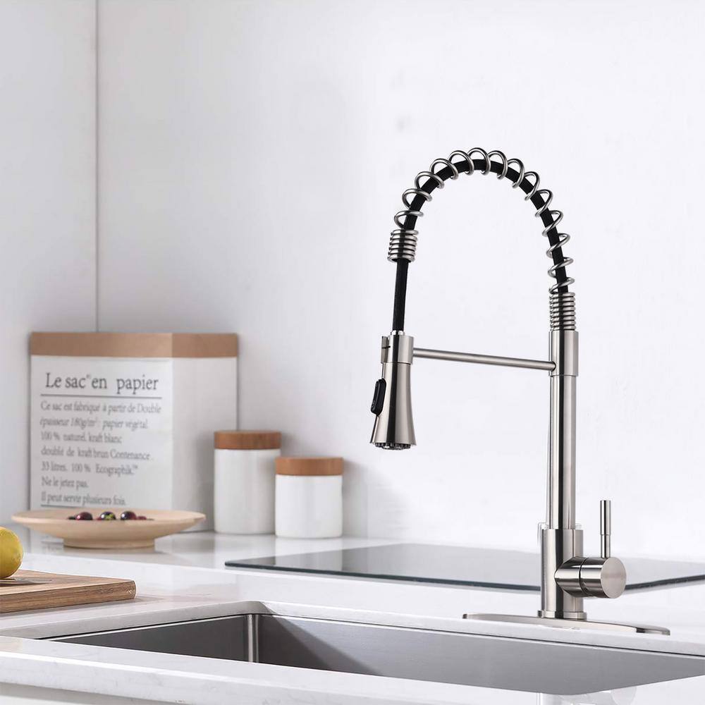 Brushed Nickel Stainless Steel Pull Down Kitchen Faucet