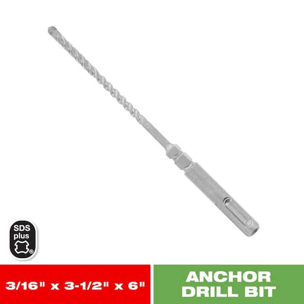 3/16 in. x 3-1/2 in. x 6 in. SDS-Plus Full Carbide Head Concrete Anchor Hammer Drill Bit