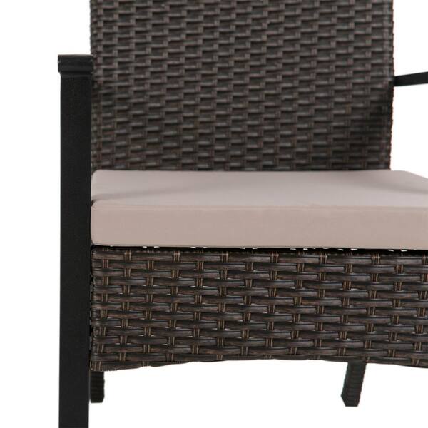 Phi Villa 5 Piece Wicker Outdoor Patio Furniture Set With Beige Cushions Thd5 409099 - Leaders Patio Furniture Delray