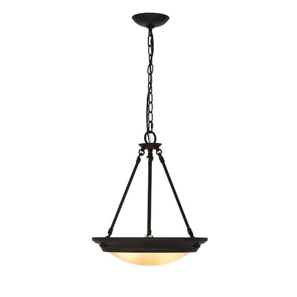 17.75 in. 2-Lights Bronze Traditional Pendant with LED Bulb Included