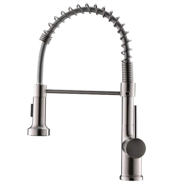 Boyel Living Contemporary Single-Handle Gooseneck Pull-Down Sprayer Kitchen Faucet in Brushed Nickel