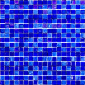 Mingles 11.6 in. x 11.6 in. Glossy Blue Glass Mosaic Wall and Floor Tile (18.69 sq. ft./case) (20-pack)