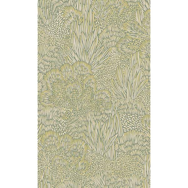 Walls Republic Green/Gold Embossed Leaves and Trees Tropical Print Non-Woven Non-Pasted Textured Wallpaper 57 sq. ft.