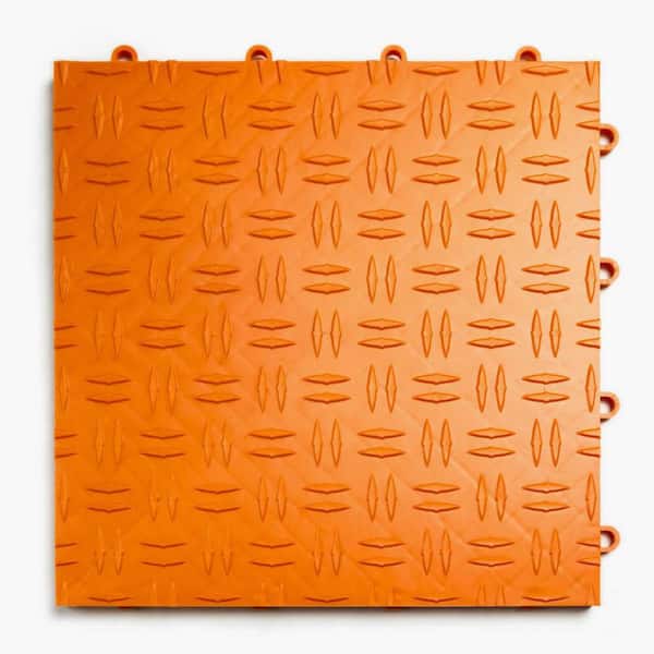 MotorDeck Diamond Orange 12" x 12" x .5" Modular Garage Flooring Tile 24 pack (covers 24 sq.ft.)