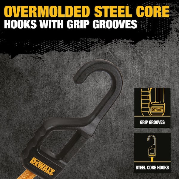 DEWALT 36 in. Round Bungee Cords with Interlock Coated Metal Hooks
