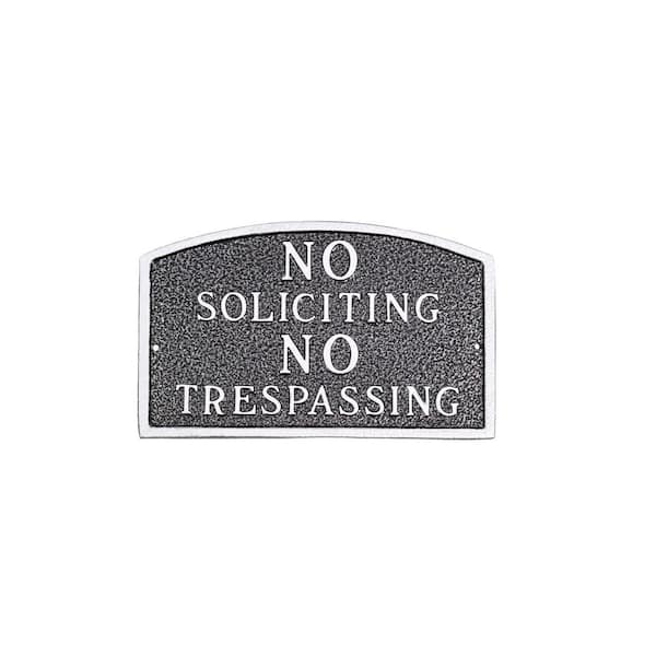 Montague Metal Products No Soliciting, No Trespassing Arch Small Statement Plaque - Swedish Iron