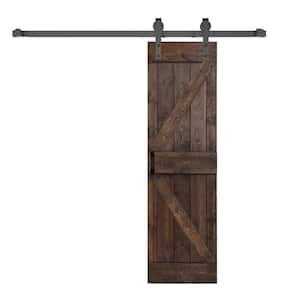 K Style 28 in. x 84 in. Kona Coffee Finished Soild Wood Sliding Barn Door with Hardware Kit - Assembly Needed