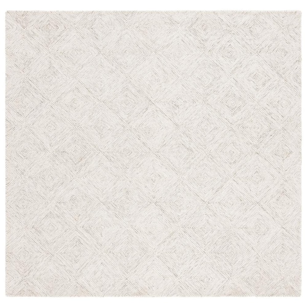 SAFAVIEH Abstract Gray/Ivory 6 ft. x 6 ft. Diamond Chevron Square Area Rug