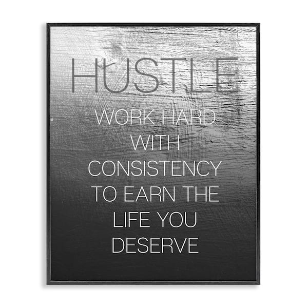 Stupell Industries Hustle Motivational Definition by Daphne Polselli Black Framed Typography Giclee Art Print 20 in. x 16 in.