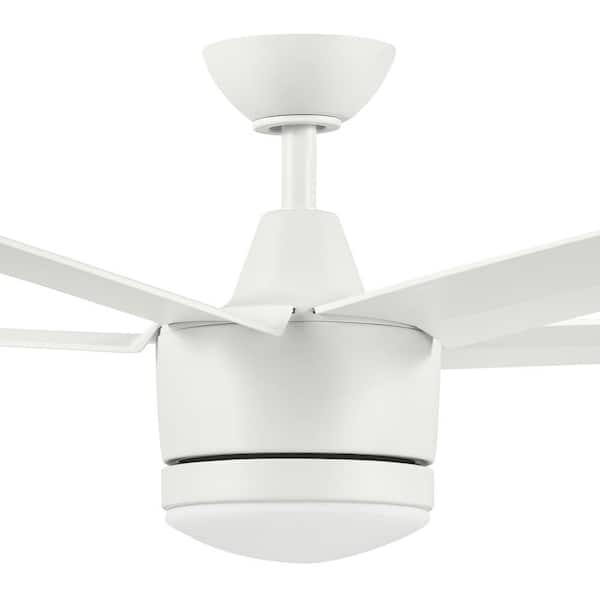 Merwry 52 in. Intergrated LED Matte White Ceiling Fan With Light And Remote Control