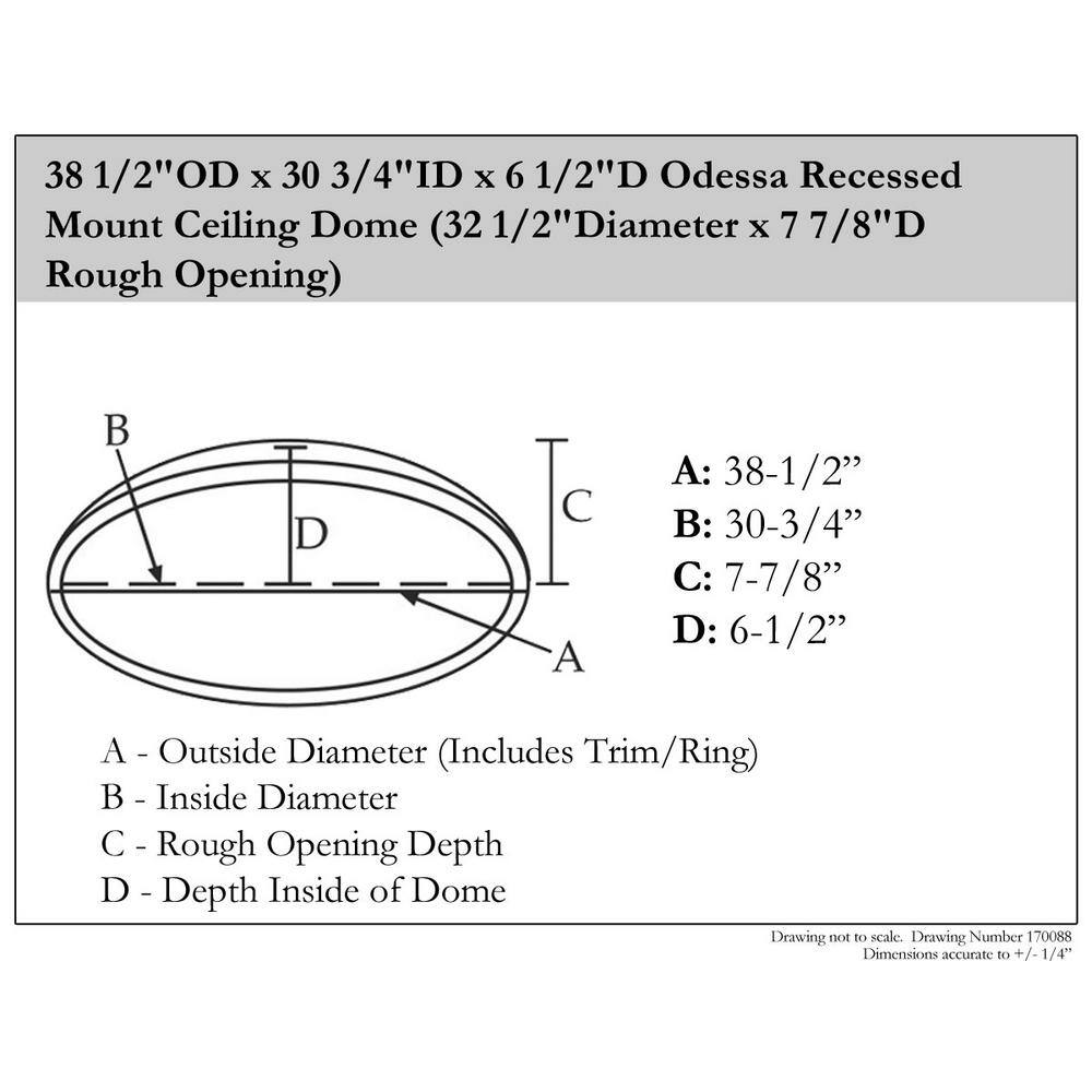 Odessa 38.5" White Urethane Recessed Mount Ceiling Dome