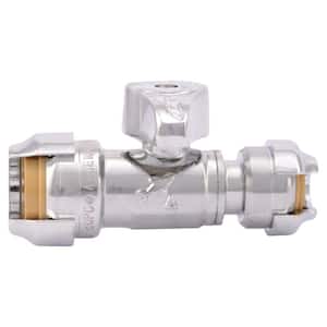 1/2 in. Push-to-Connect x 1/4 in. Push-to-Connect Chrome-Plated Brass Quarter-Turn Straight Stop Valve