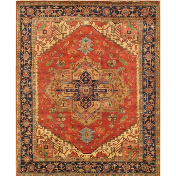 Serapi Rust/Navy 8 ft. x 10 ft. Oriental Wool Area Rug