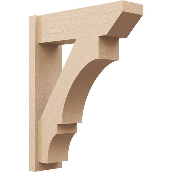Ekena Millwork 8 in. x 34 in. x 26 in. Balboa Slat Rough Cedar Woodgrain Timberthane Polyurethane Outlooker, Primed Tan