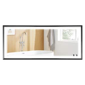 88 in. W x 38 in. H Medium Rectangular Metal Framed Wall Bathroom Vanity Mirror in Black, Defogger, Dimmable