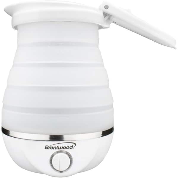 Brentwood 3.4-Cup White Dual-Voltage Collapsible Travel Kettle