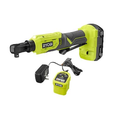 RYOBI ONE+ 18V Cordless 3/8 in. 4-Postion Ratchet Kit with 1.5 Ah ...