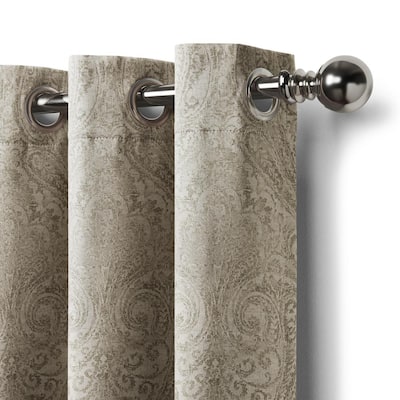 Natural Paisley Blackout Curtain - 52 in. W x 84 in. L