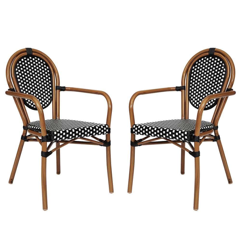 Brown Aluminum Outdoor Dining Chair in Black Set of 2 price history on PriceWatchPro