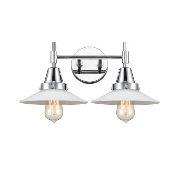 Halophane 18 in. 2-Light Polished Chrome Vanity Light with Glass Shade